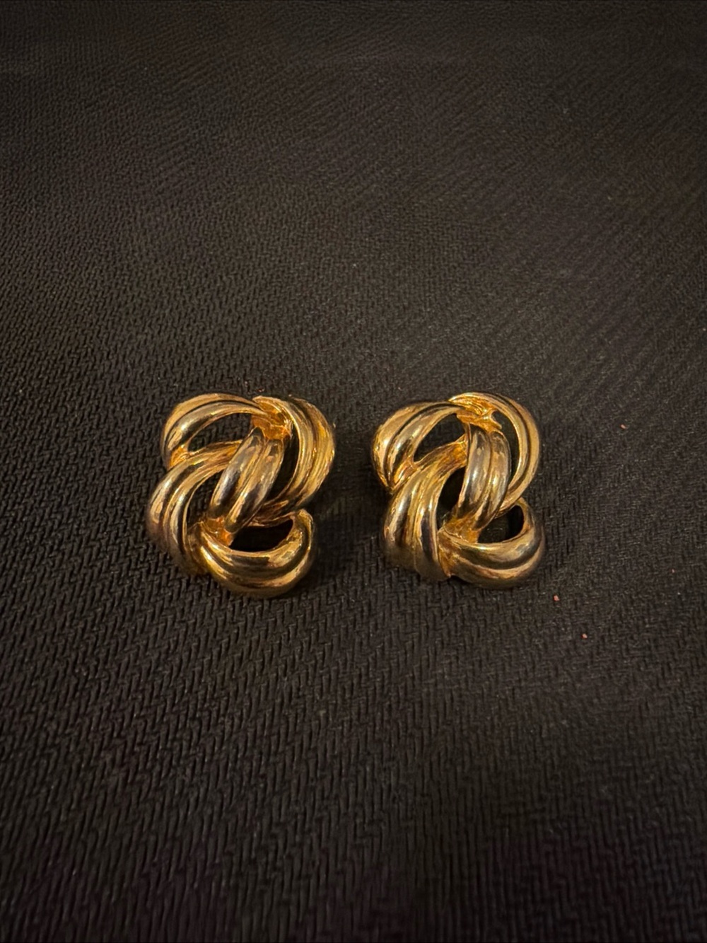 Vintage Gold Tone Givenchy Paris New York Knot Earrings